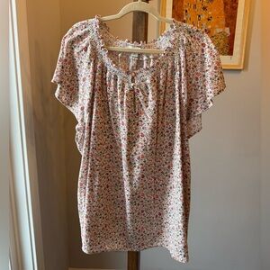 Ava & Viv Pink and White Floral Blouse